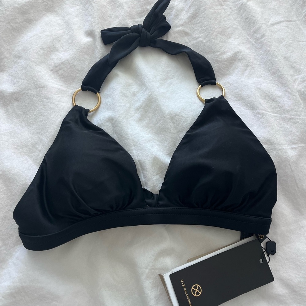 NWT | Stylish Black Bikini Top with Gold Finishing - Brasil